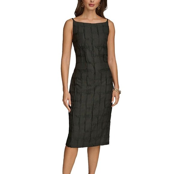 Donna Karan New York Women's Jacquard Sheath Midi Dress - Black NWT Size 8 - Picture 2 of 6